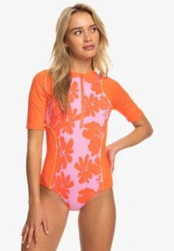 Roxy Surf Kind Kate 3/4 Ss Onesie - Swimsuit - Pink Frosting My Kind Of Hibis