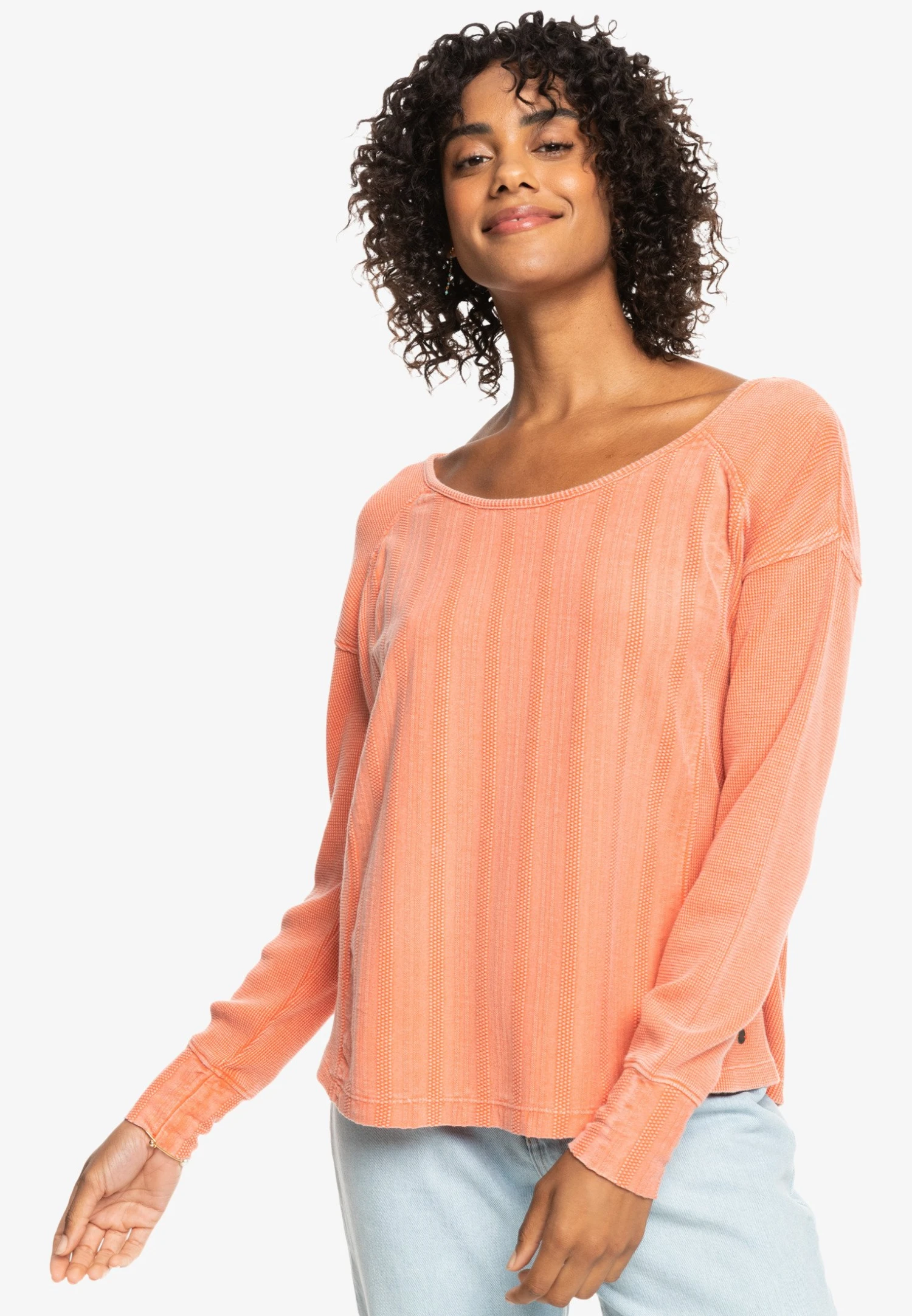 Roxy Boho Mind Langärmliges Mit Waffel - Jumper - Orange 2 Roxy Boho Mind Langärmliges Mit Waffel - Jumper - Orange