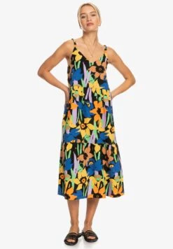 Roxy Waiting Line Printed - Day Dress - Anthracite Flower Jammin