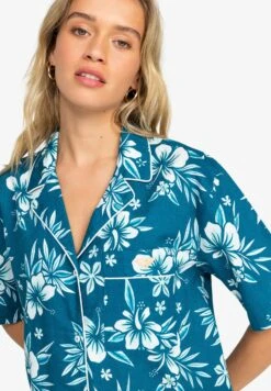 Roxy Life Button Up Mai Tai-Kurzärmliges Für - Button-Down Blouse - Blue -Roxy bfbc2346c3334200b9f377063e983132